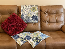 Load image into Gallery viewer, Headrest Cover for recliners with Blue Flower design. By: Bittlemen Furniture
