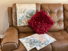 Load image into Gallery viewer, Set of Blue Flower headrest covers and armrests  for furniture
