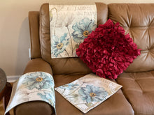 Load image into Gallery viewer, Set of Blue Flower headrest covers and armrests  for furniture
