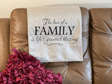 Load image into Gallery viewer, Headrest Cover for Furniture, with Imprint, &quot;Family&quot; - Inspirational Words
