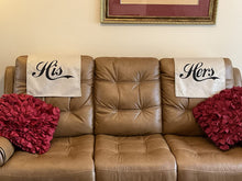 Cargar imagen en el visor de la galería, Headrest Cover for Furniture With the Words,&quot;Hers&quot; - Slipcover Furniture Protector
