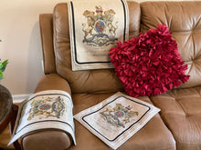 Load image into Gallery viewer, Crest with lions headrest cover set furniture protectors
