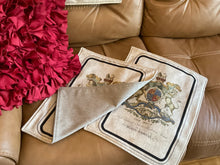 Load image into Gallery viewer, Crest with lions headrest cover set furniture protectors
