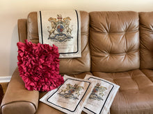 Load image into Gallery viewer, Crest with lions headrest cover set furniture protectors
