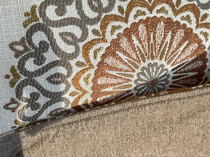 Headrest Cover for Furniture with  Rust Colored Medallion Imprint on This Slipcover