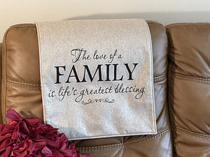 Headrest Cover for Furniture, with "Our Family" Digitally Imprinted