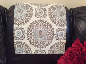 Headrest Cover for Furniture with  Rust Colored Medallion Imprint on This Slipcover