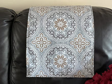 Load image into Gallery viewer, Headrest Cover for Furniture with  Rust Colored Medallion Imprint on This Slipcover
