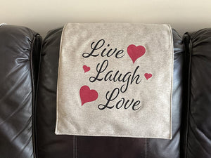 Headrest Cover for Furniture, with "Live, Laugh, Love" Imprint on Slipcover (17x27)