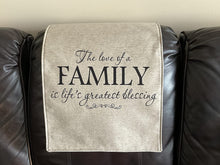 Load image into Gallery viewer, Headrest Cover for Furniture, with Imprint, &quot;Family&quot; - Inspirational Words
